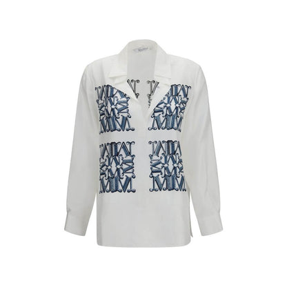 Max Mara White Silk Pattern Shirt