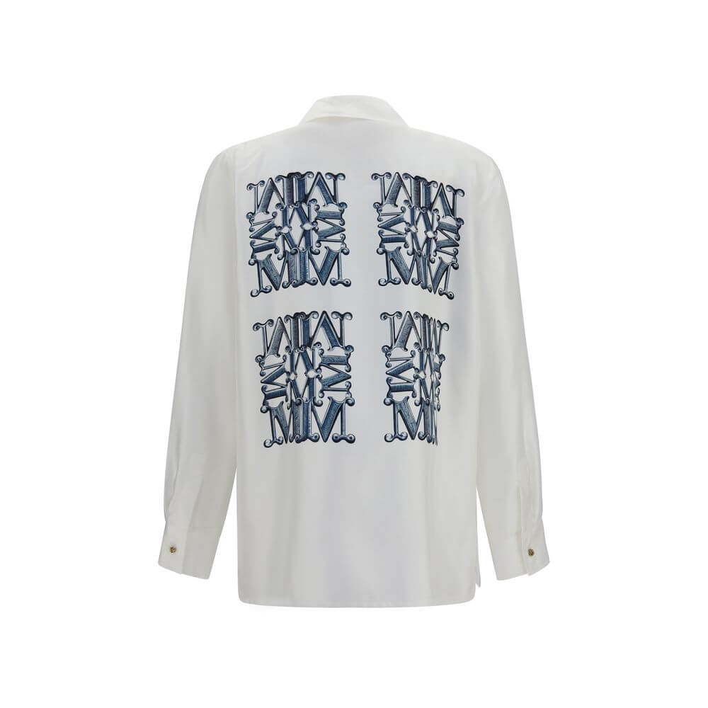 Max Mara White Silk Pattern Shirt