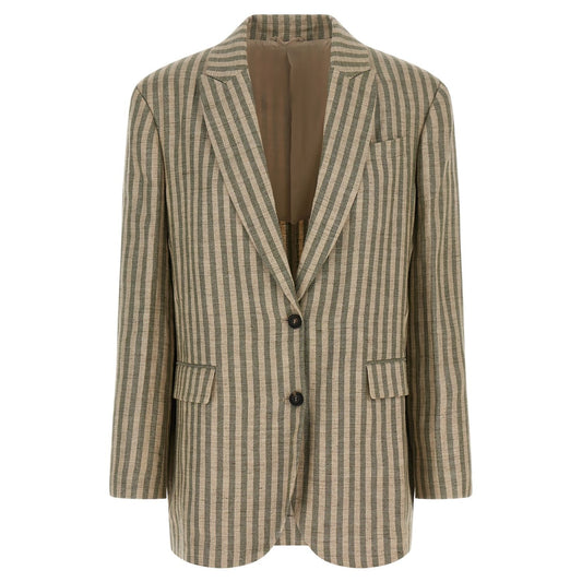 Brunello Cucinelli Bicolor Linen Blazer