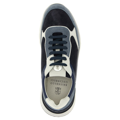 Brunello Cucinelli Blue Calfskin Athletic Sneakers