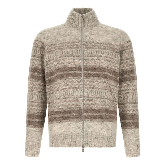 Brunello Cucinelli Beige Alpaca Leather Cardigan