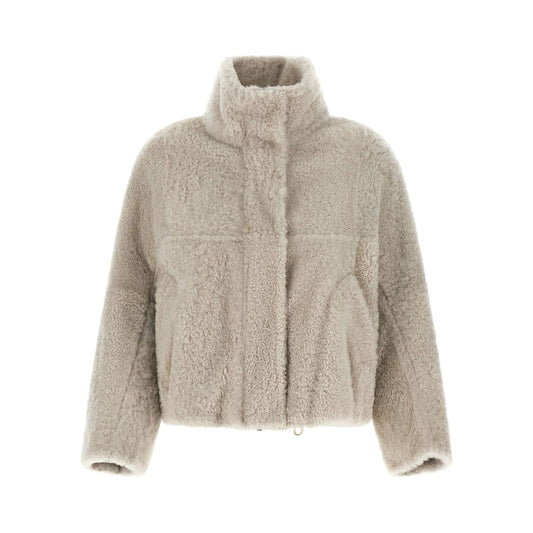 Brunello Cucinelli Beige Lamb Leather Full-Length Jacket
