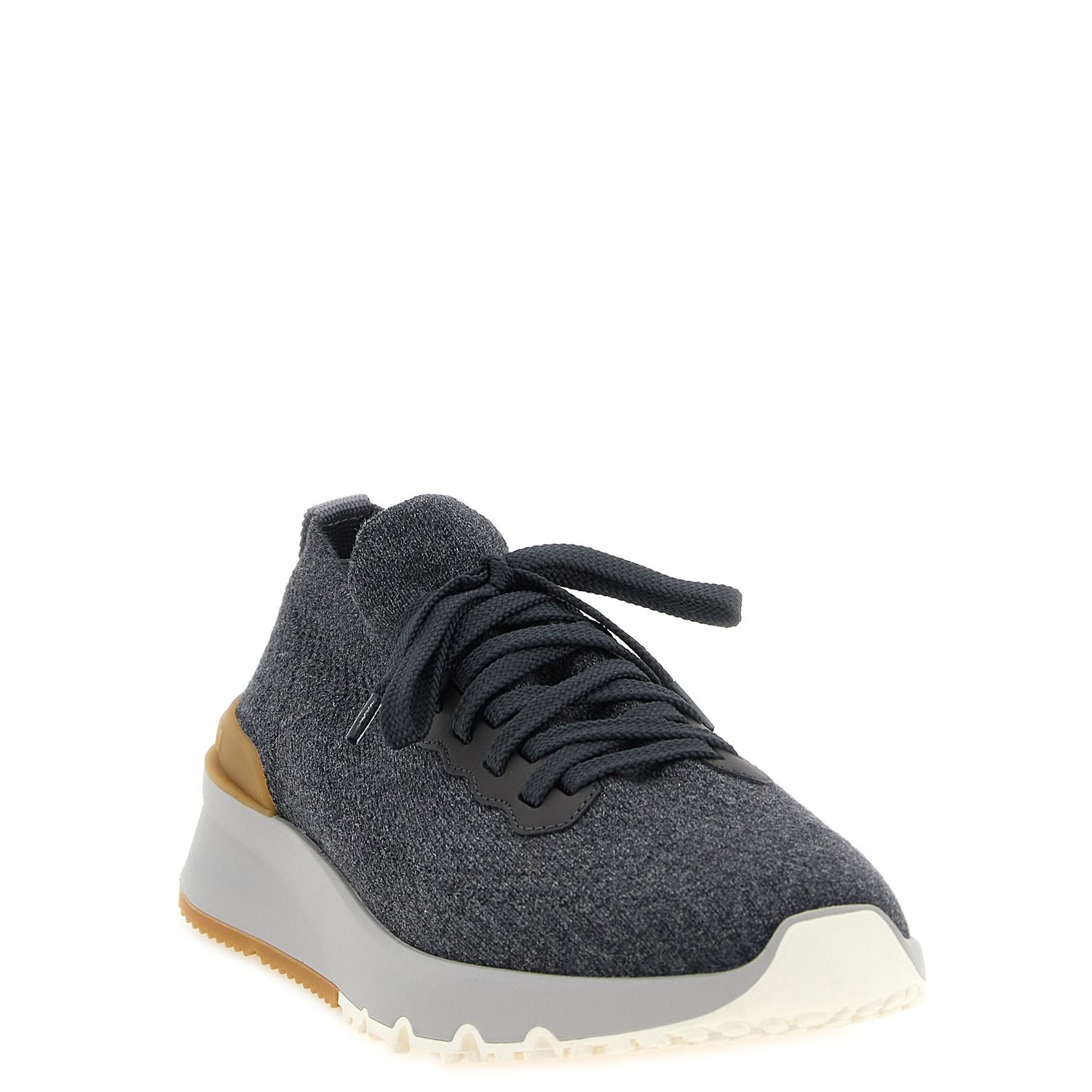 Brunello Cucinelli Gray Cotton Athletic Sneakers