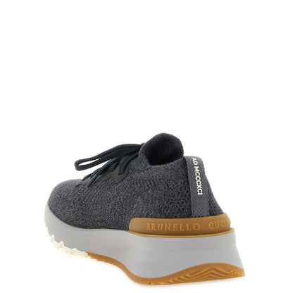 Brunello Cucinelli Gray Cotton Athletic Sneakers