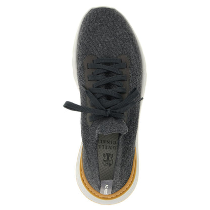 Brunello Cucinelli Gray Cotton Athletic Sneakers