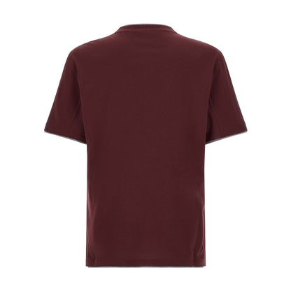 Brunello Cucinelli Bordeaux Cotton T-Shirt