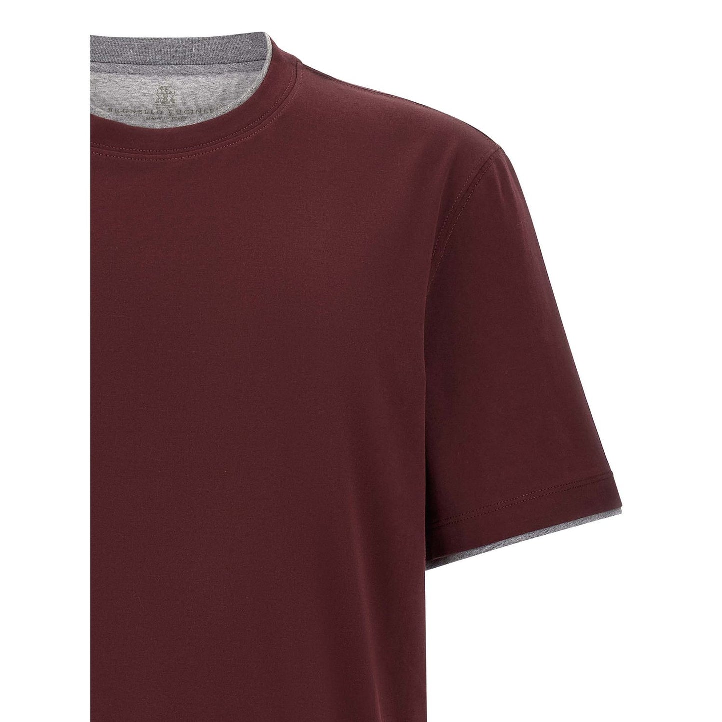 Brunello Cucinelli Bordeaux Cotton T-Shirt