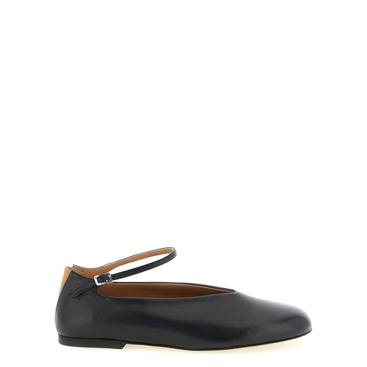 Jil Sander Black Calfskin Ballet Flats