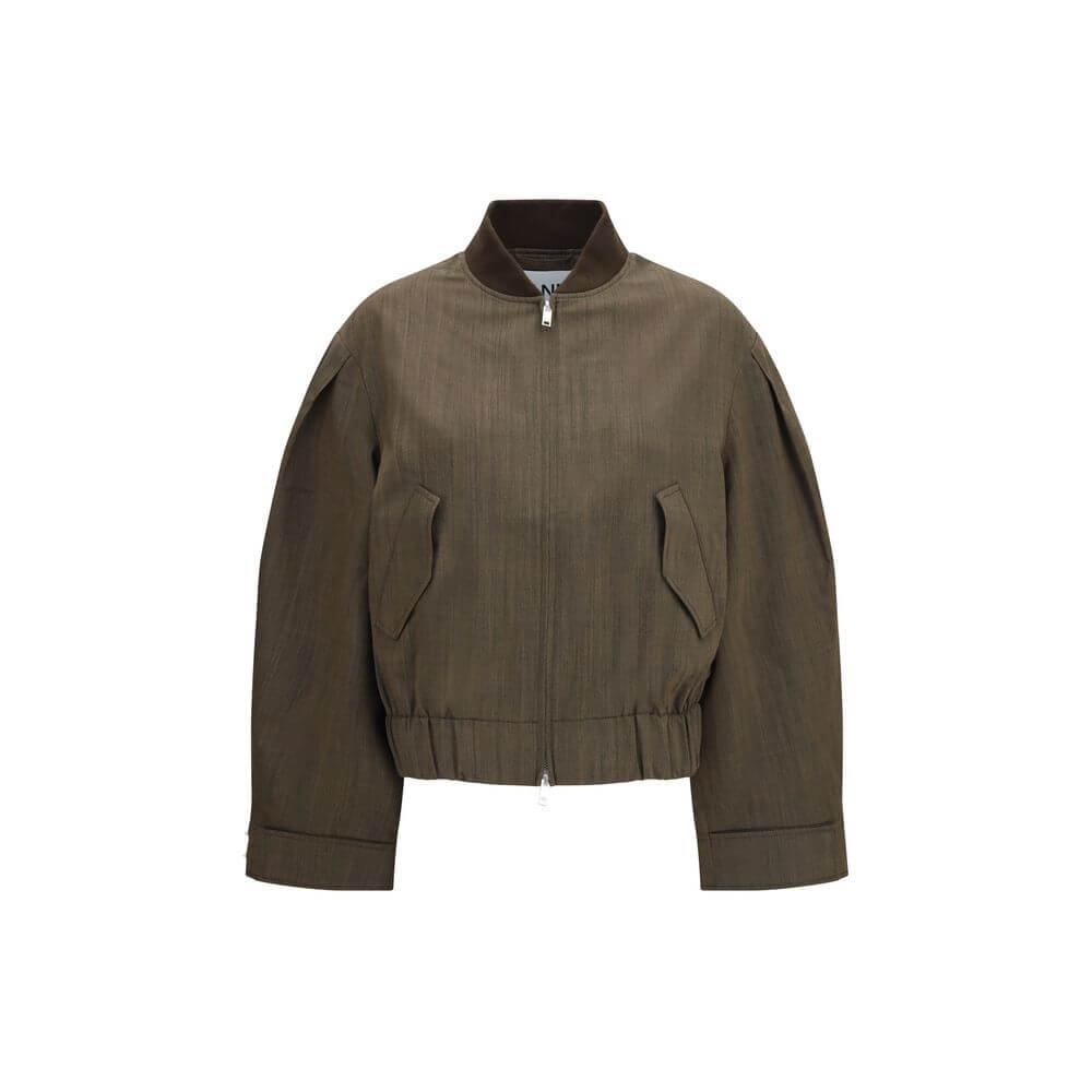 Ganni Bicolor Wool Oves Aries Bomber