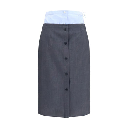 Prada Gray Cotton Midi Skirt