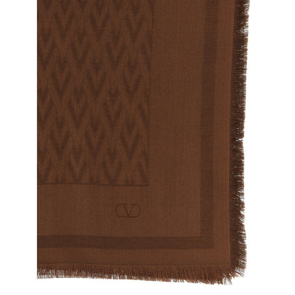Valentino Garavani Brown Silk Scarf