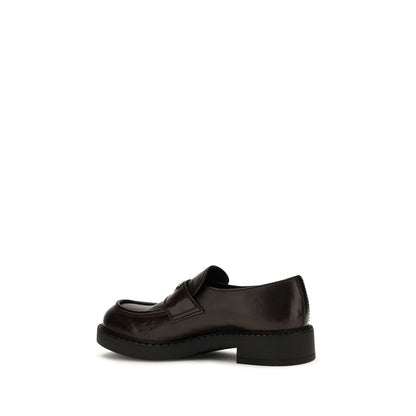 Prada Brown Calf Leather Bos Taurus Slip-On Loafers