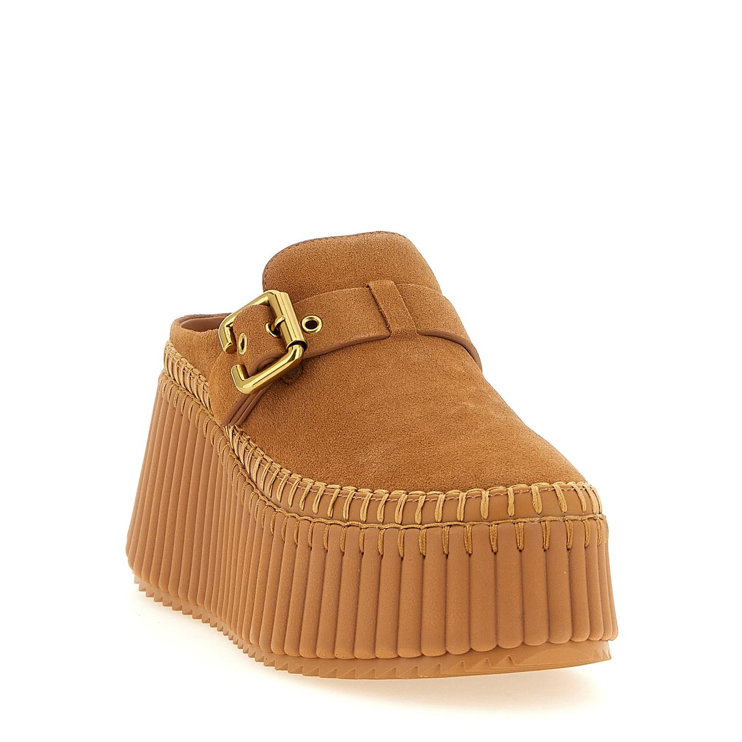 Chloé Beige Calfskin Wedge Sandals