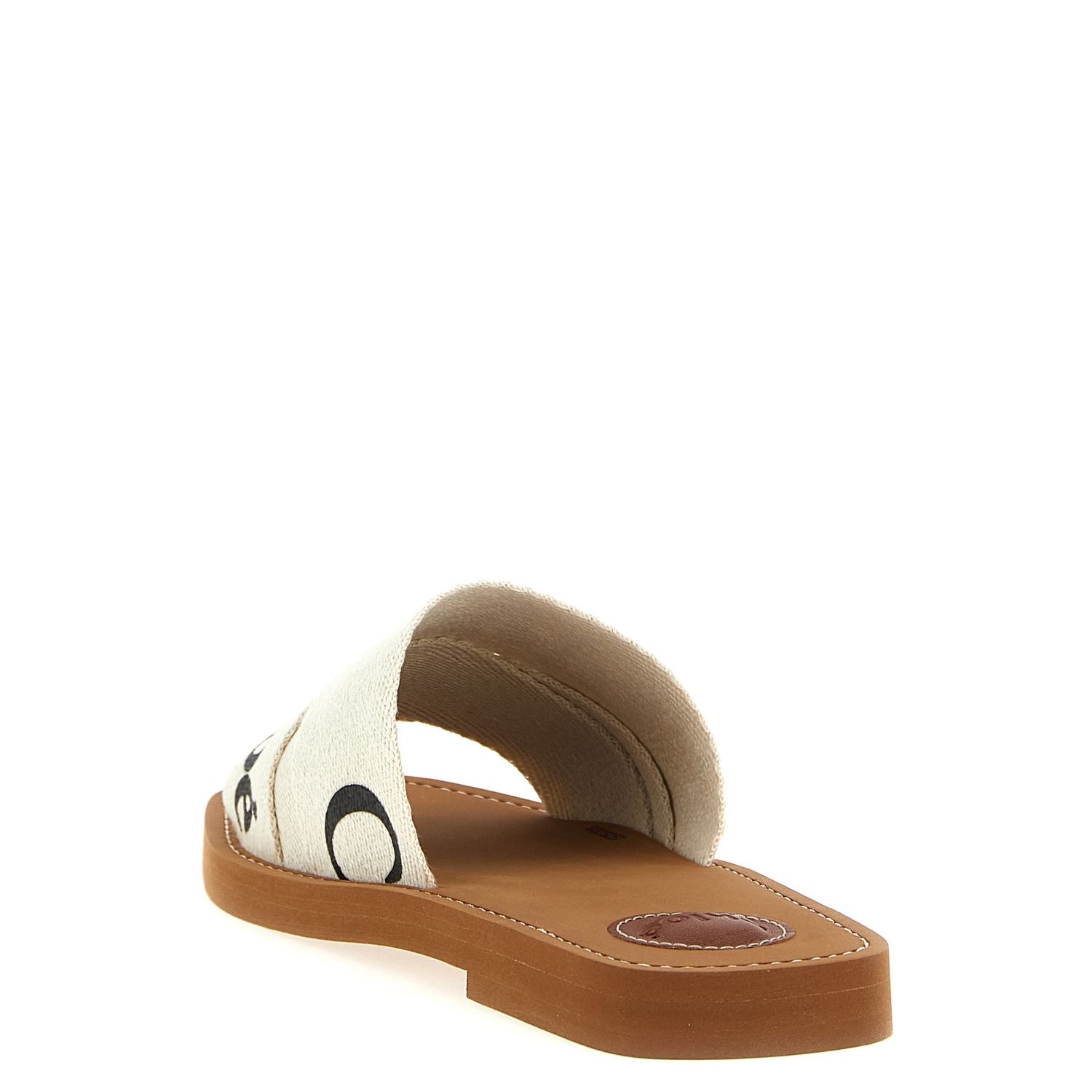 Chloé White Linen Flat Sandals
