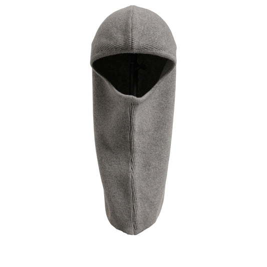 Dolce & Gabbana Men Grey Wool Ribbed Knit Balaclava Wrap One Size Hat
