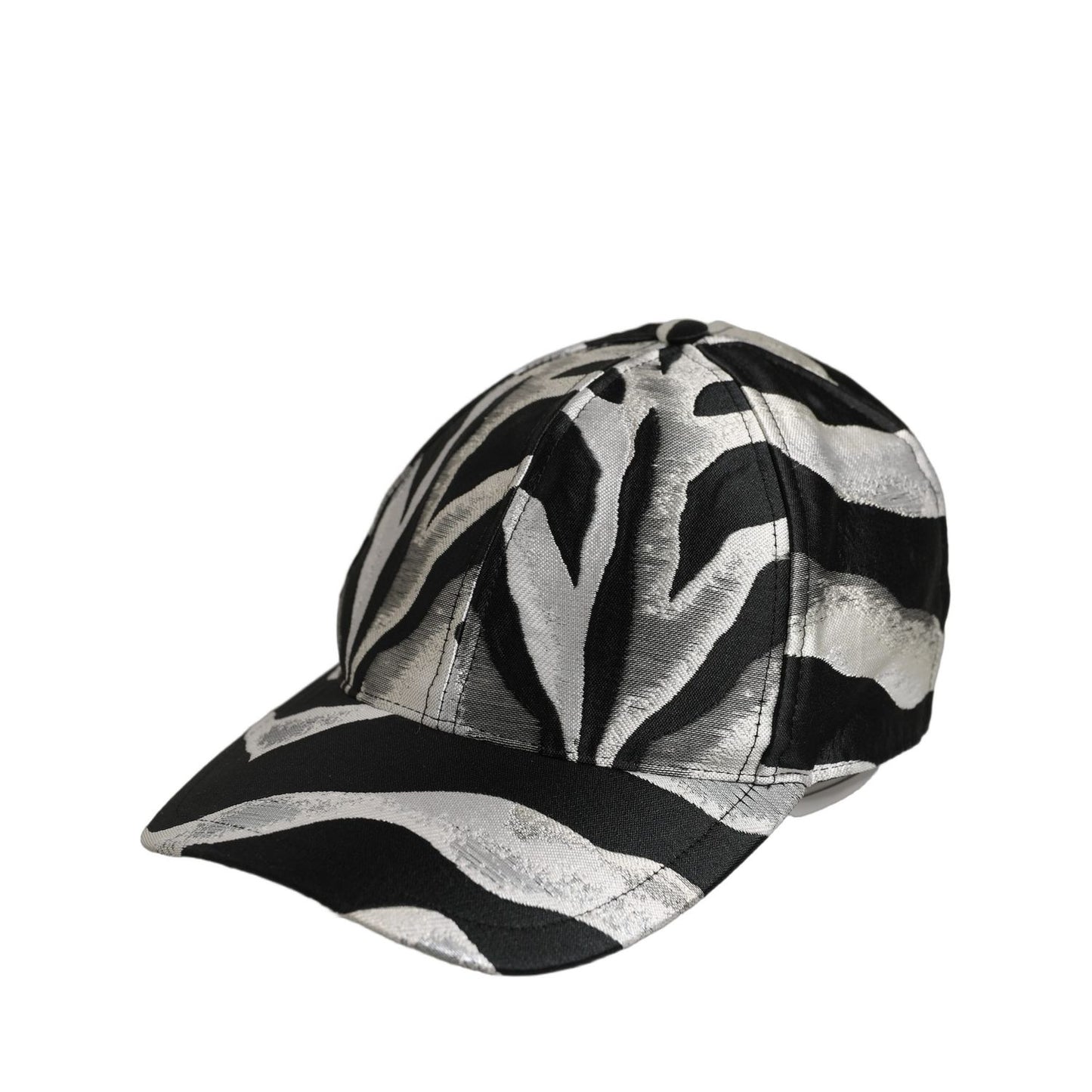 Dolce & Gabbana Men Black Silver Zebra Pattern Baseball Cap Hat