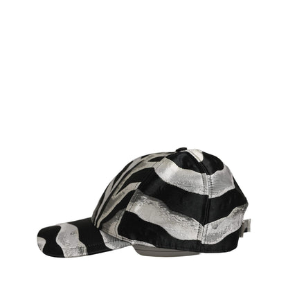 Dolce & Gabbana Men Black Silver Zebra Pattern Baseball Cap Hat