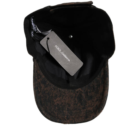 Dolce & Gabbana Men Brown Cotton Distressed Baseball Cap Hat
