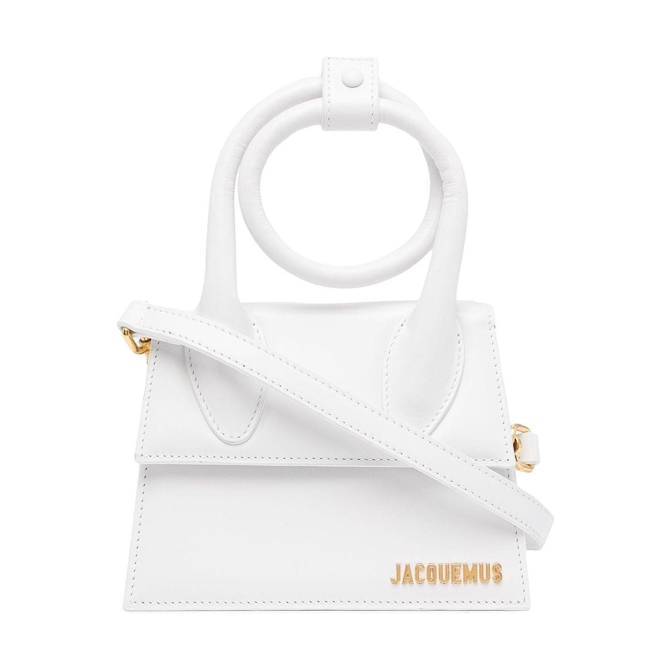 JACQUEMUS White leather Le Chiquito Noeud Bag Handbag JACQUEMUS