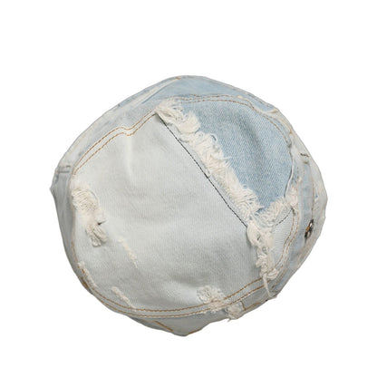 Dolce & Gabbana Men Blue Patchwork Cotton Denim Bucket Cap Hat
