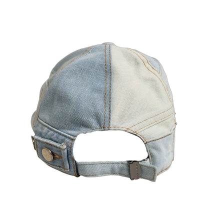 Dolce & Gabbana Men Blue Patchwork Cotton Denim Baseball Cap Hat
