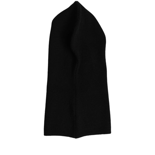 Dolce & Gabbana Men Black Wool Ribbed Knit Balaclava Wrap One Size Hat