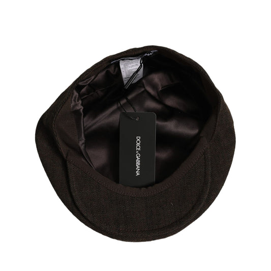 Dolce & Gabbana Men Brown Cotton Flat Cloth Newsboy Cap Hat