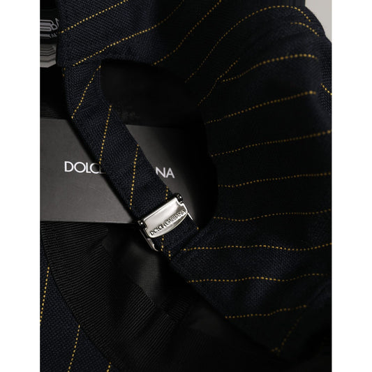 Dolce & Gabbana Black Gold Pinstriped Cotton Baseball Cap Hat