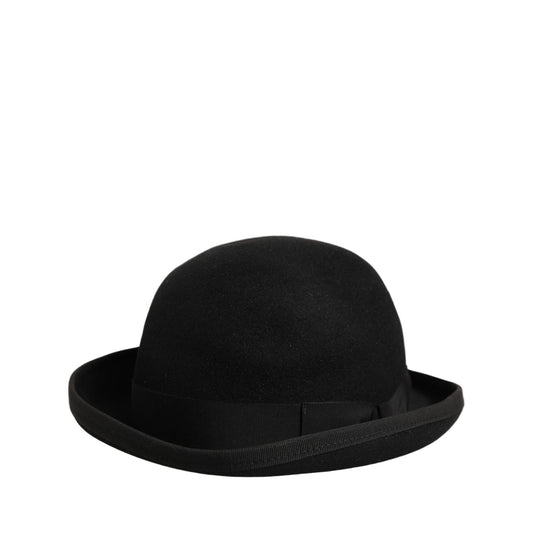 Dolce & Gabbana Men Black Rabbit Fur Felt Bowler Capello Hat