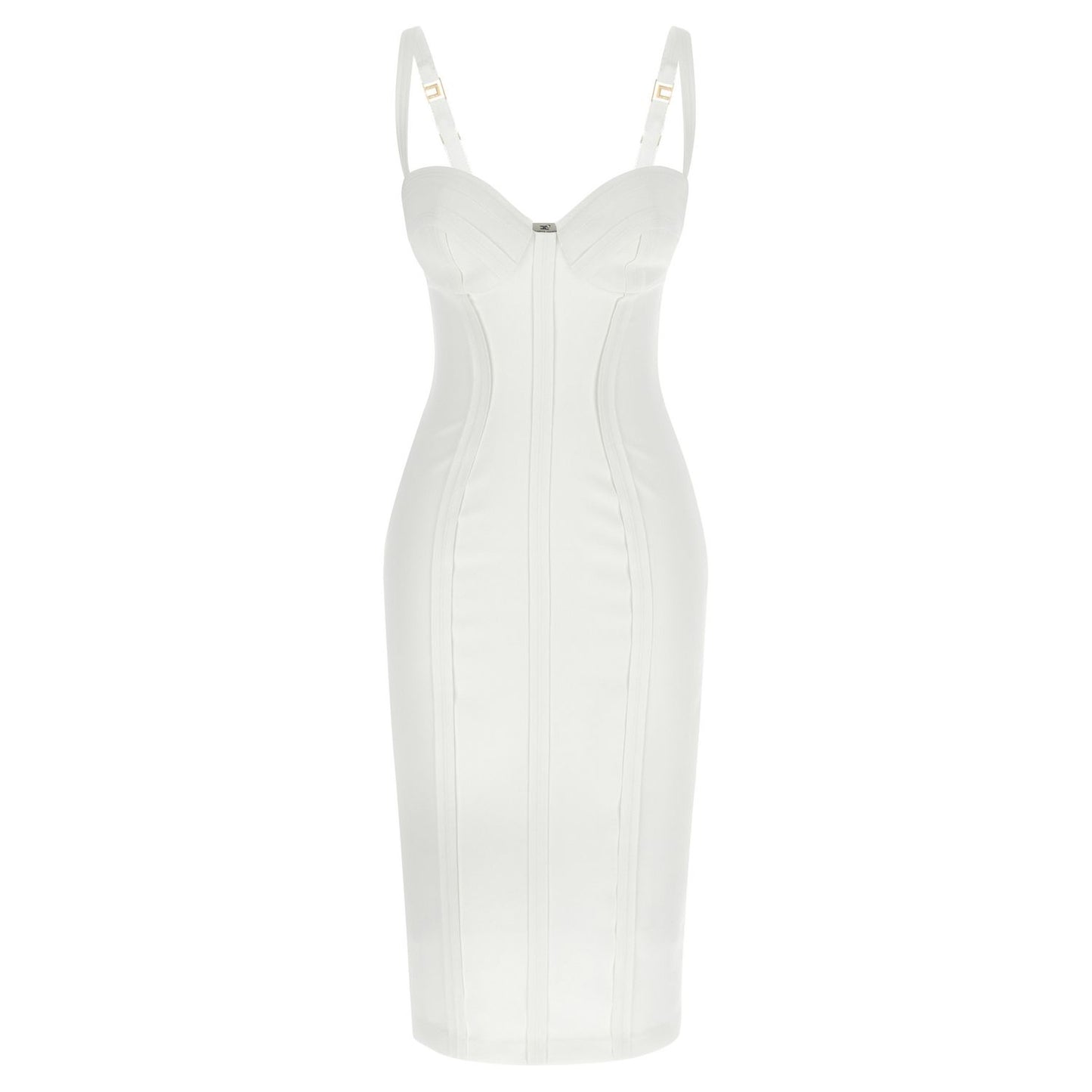 Elisabetta Franchi White Polyester Midi Dress