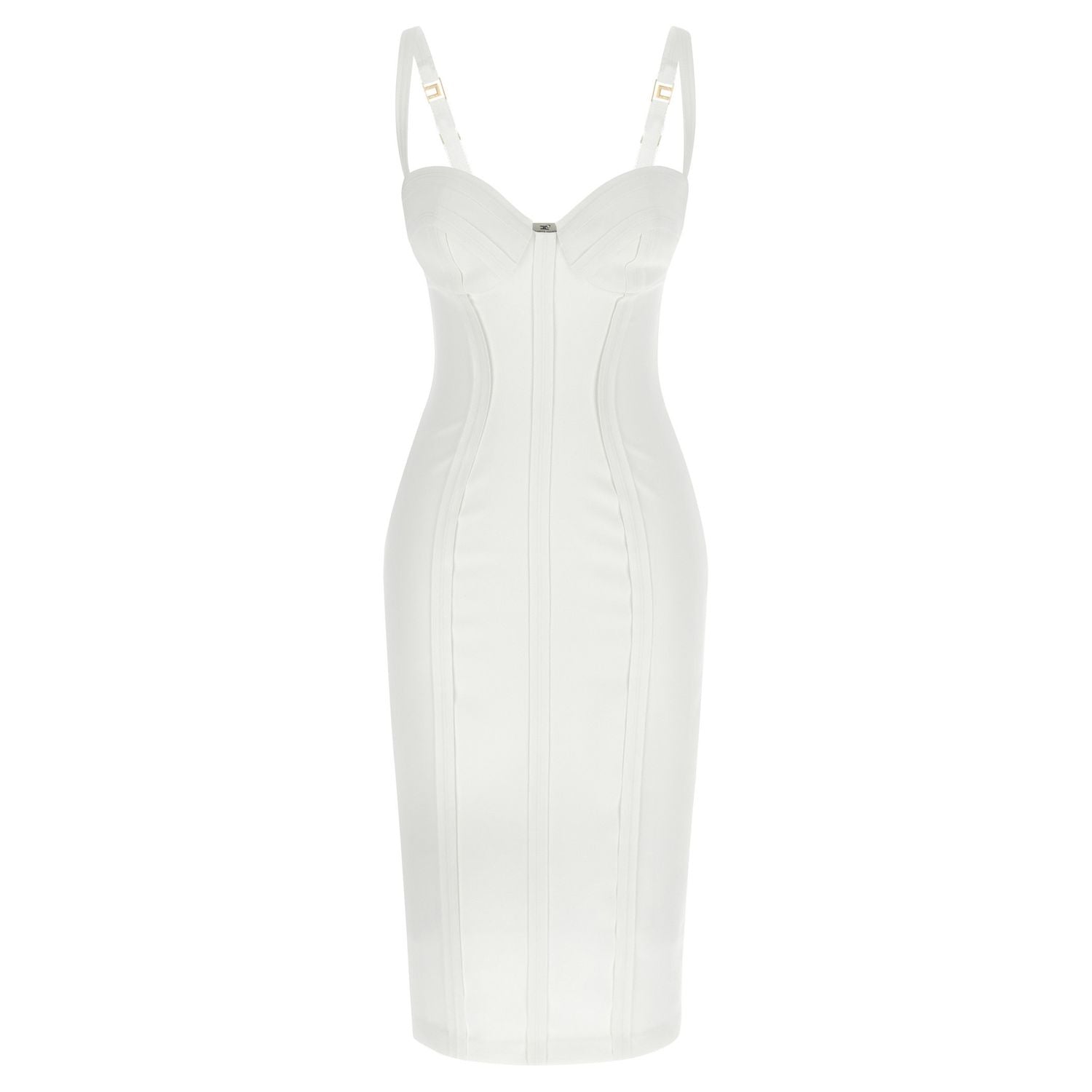 Elisabetta Franchi White Polyester Midi Dress