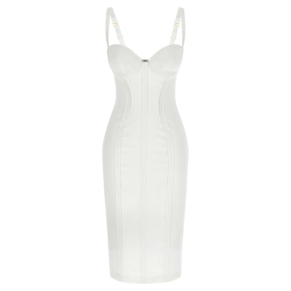 Elisabetta Franchi White Polyester Midi Dress