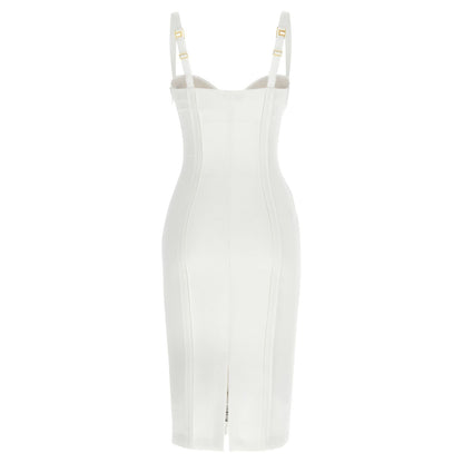 Elisabetta Franchi White Polyester Midi Dress