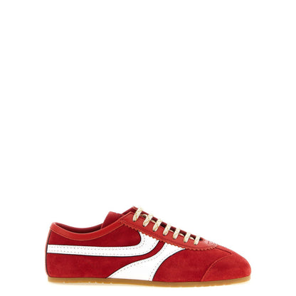 Dries Van Noten Red Calfskin Athletic Sneakers