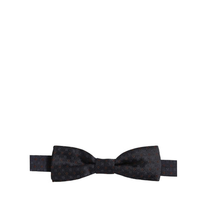 Dolce & Gabbana Black Diamond Pattern Adjustable Neck Papillon Bow Tie
