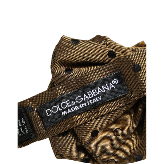 Dolce & Gabbana Men Brown Polka Dot Silk Adjustable Neck Papillon Bow Tie