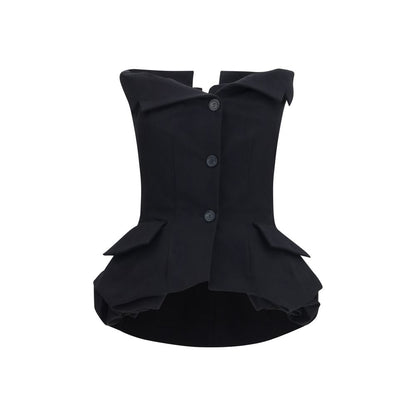 Magda Butrym Black Silk Waistcoat