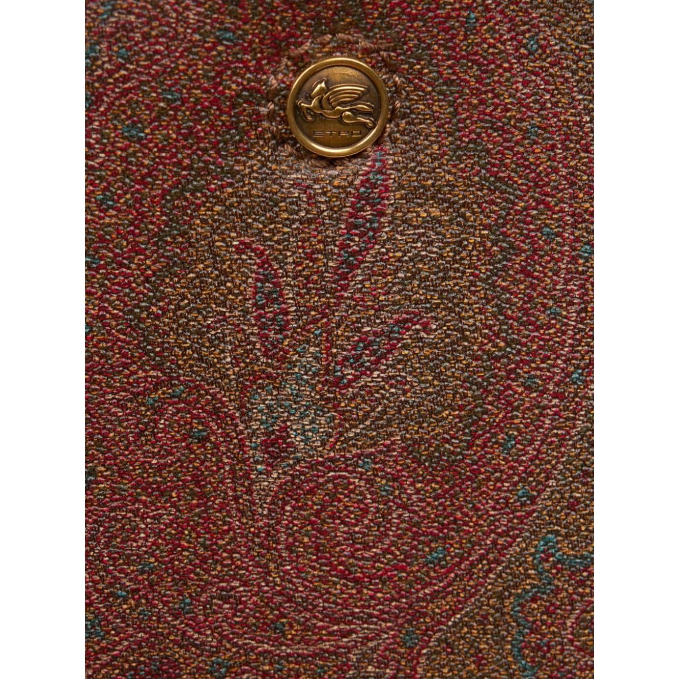 Etro brown calf leather paisley print Tote Bag Shopper Etro