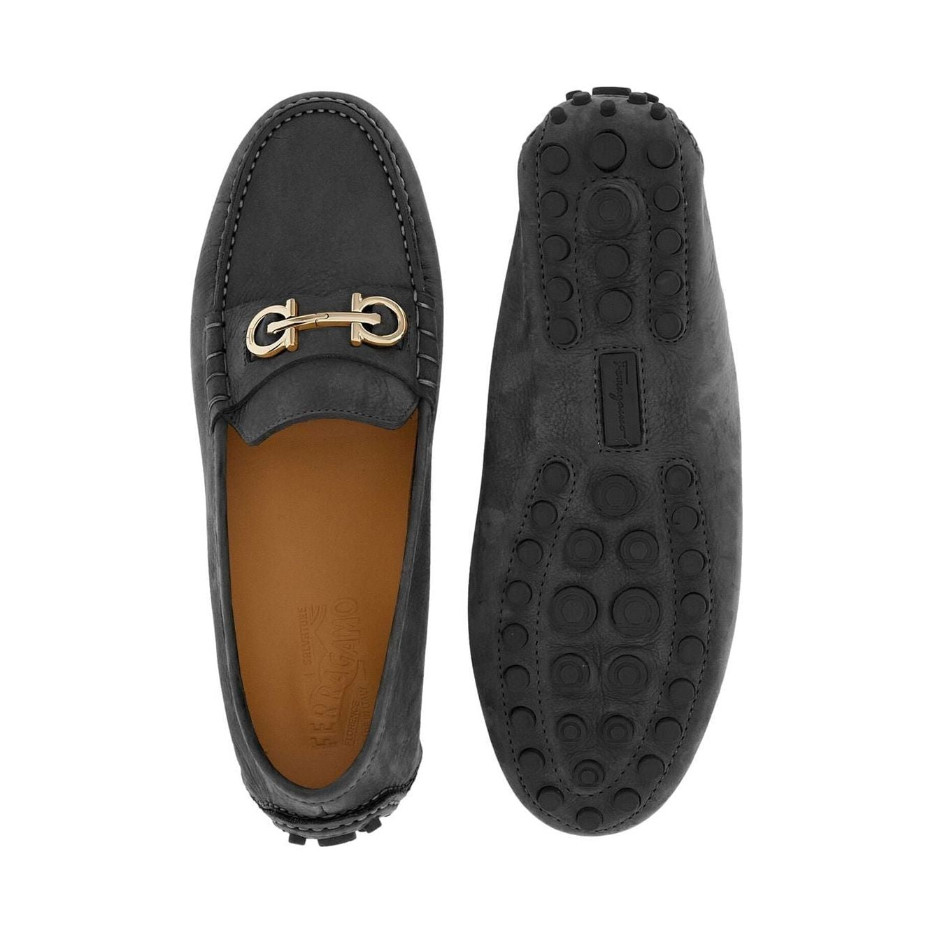 Ferragamo Gancini buckle Flat shoes Black Moccasins Ferragamo