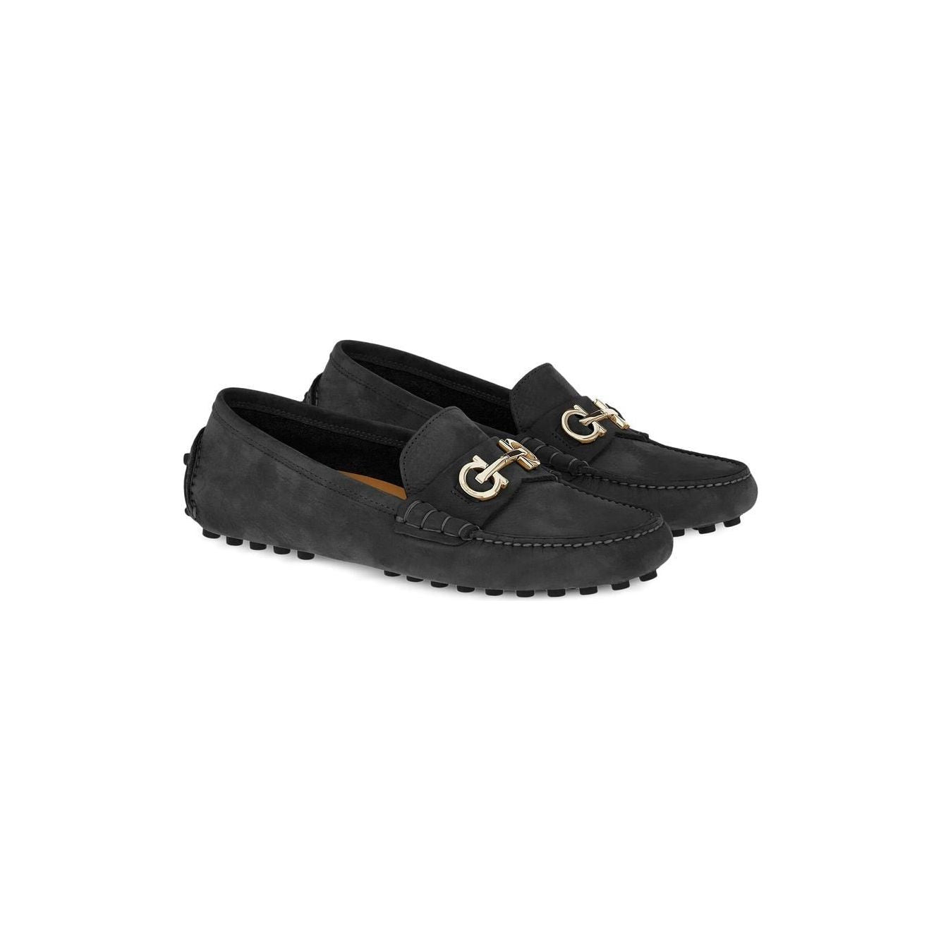 Ferragamo Gancini buckle Flat shoes Black Moccasins Ferragamo