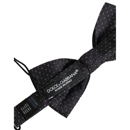 Dolce & Gabbana Dark Blue White Polka Dot Adjustable Neck Papillon Bow Tie