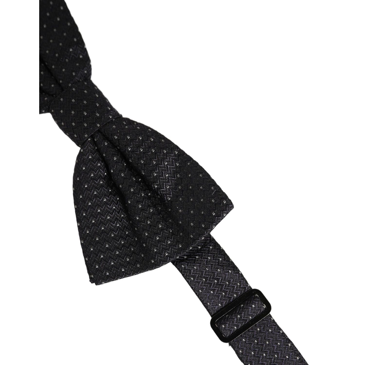 Dolce & Gabbana Dark Blue White Polka Dot Adjustable Neck Papillon Bow Tie