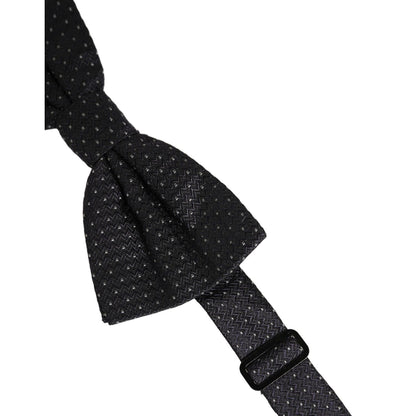 Dolce & Gabbana Dark Blue White Polka Dot Adjustable Neck Papillon Bow Tie