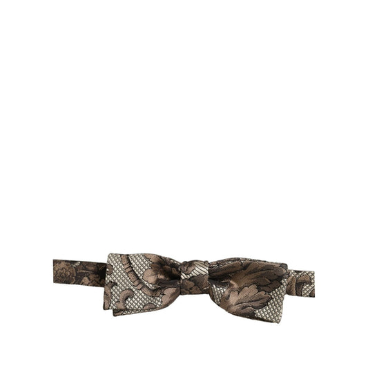 Dolce & Gabbana Men Brown Beige Floral Adjustable Neck Papillon Bow Tie
