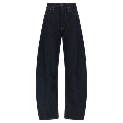Agolde Blue Cotton High-Waisted Jean
