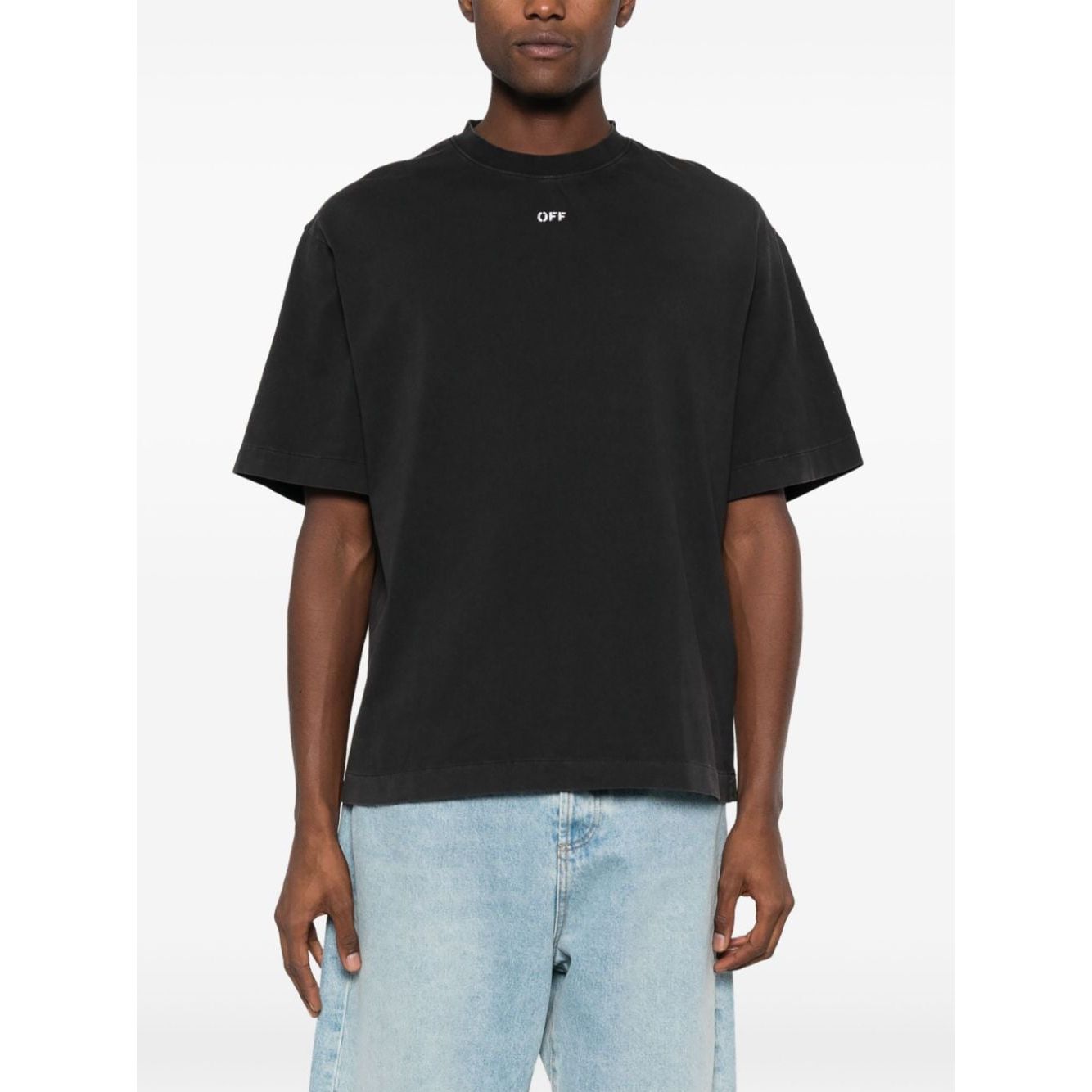 Off White T-shirts and Polos Black Topwear Off White