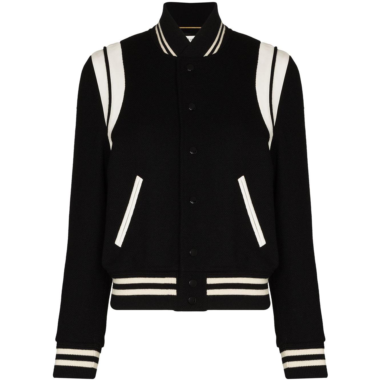 Saint Laurent wool blend two-tone varsity jacket Coats