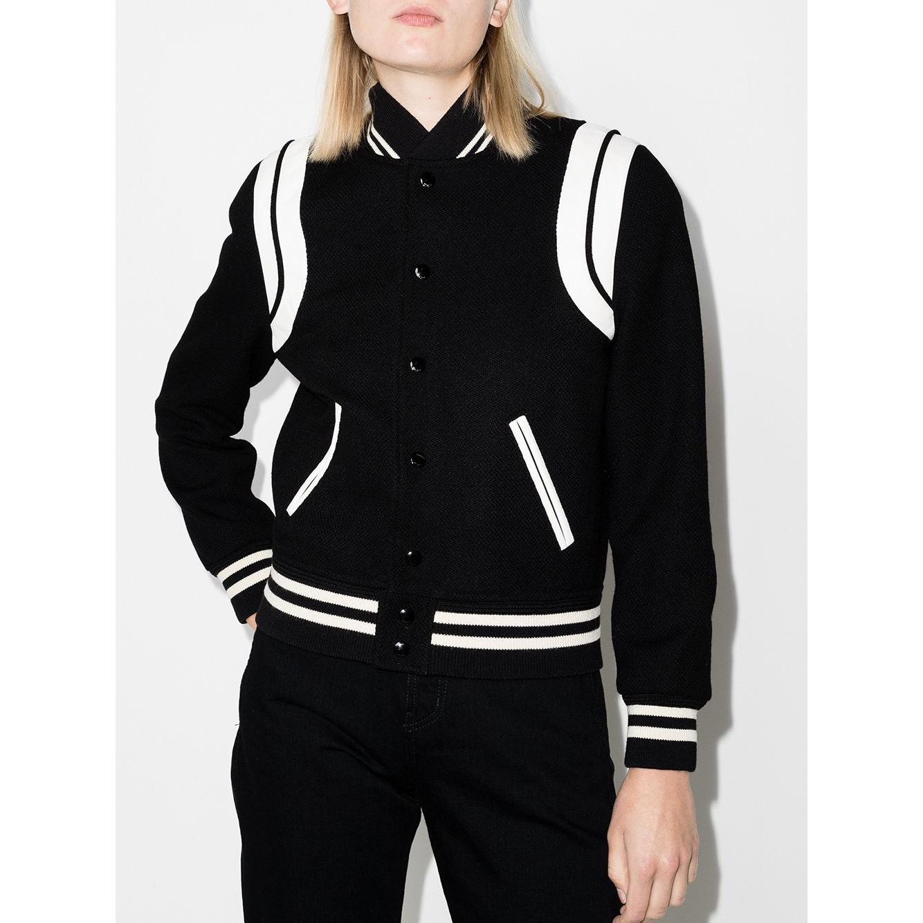 Saint Laurent wool blend two-tone varsity jacket Coats