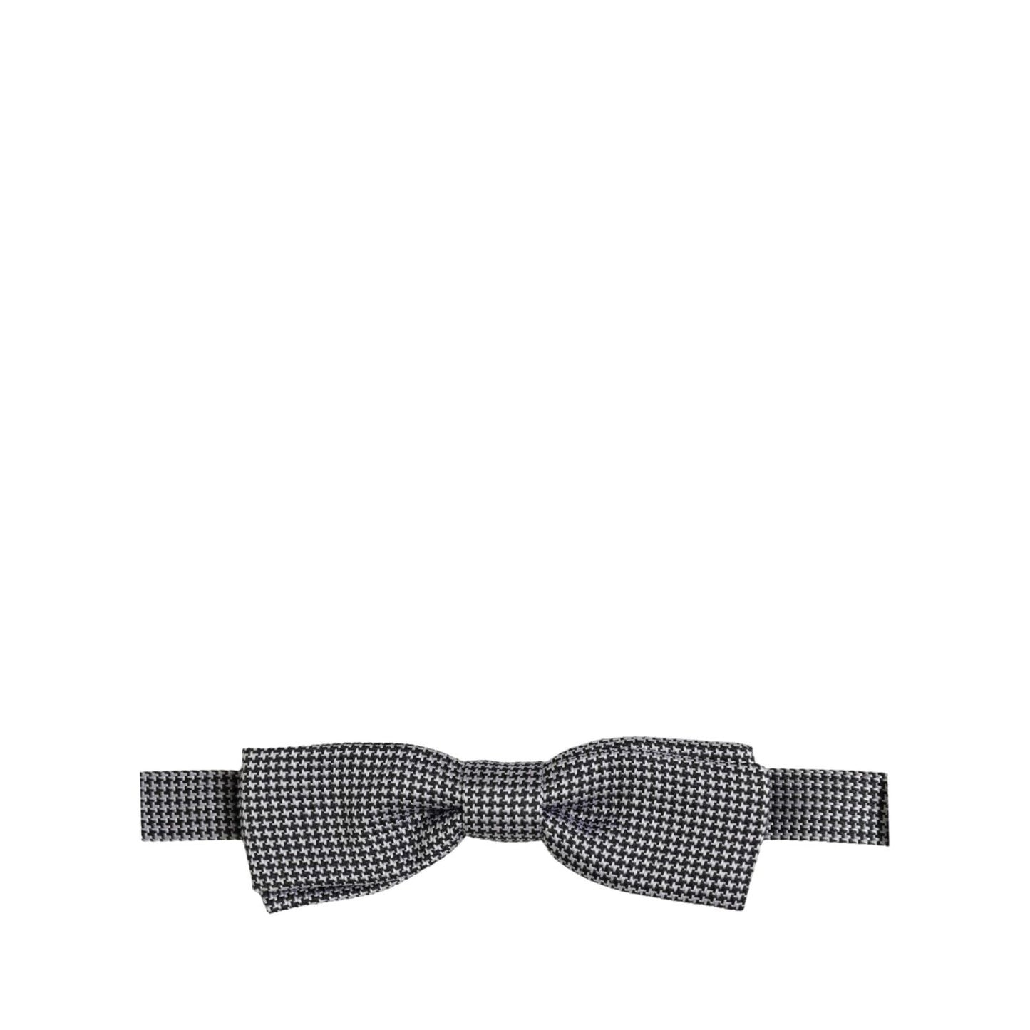 Dolce & Gabbana Black White Houndstooth Adjustable Neck Bow Tie