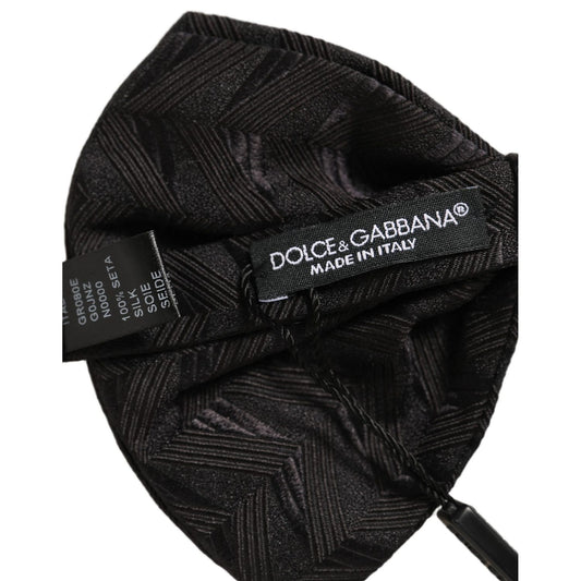 Dolce & Gabbana Men Black Patterned Adjustable Neck Papillon Bow Tie